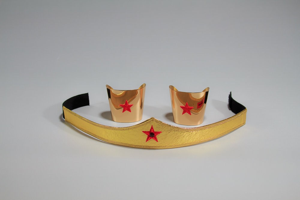 Woman Costume Tiara Accessory, Lynda Carter costume inspired crown in Gold Leather