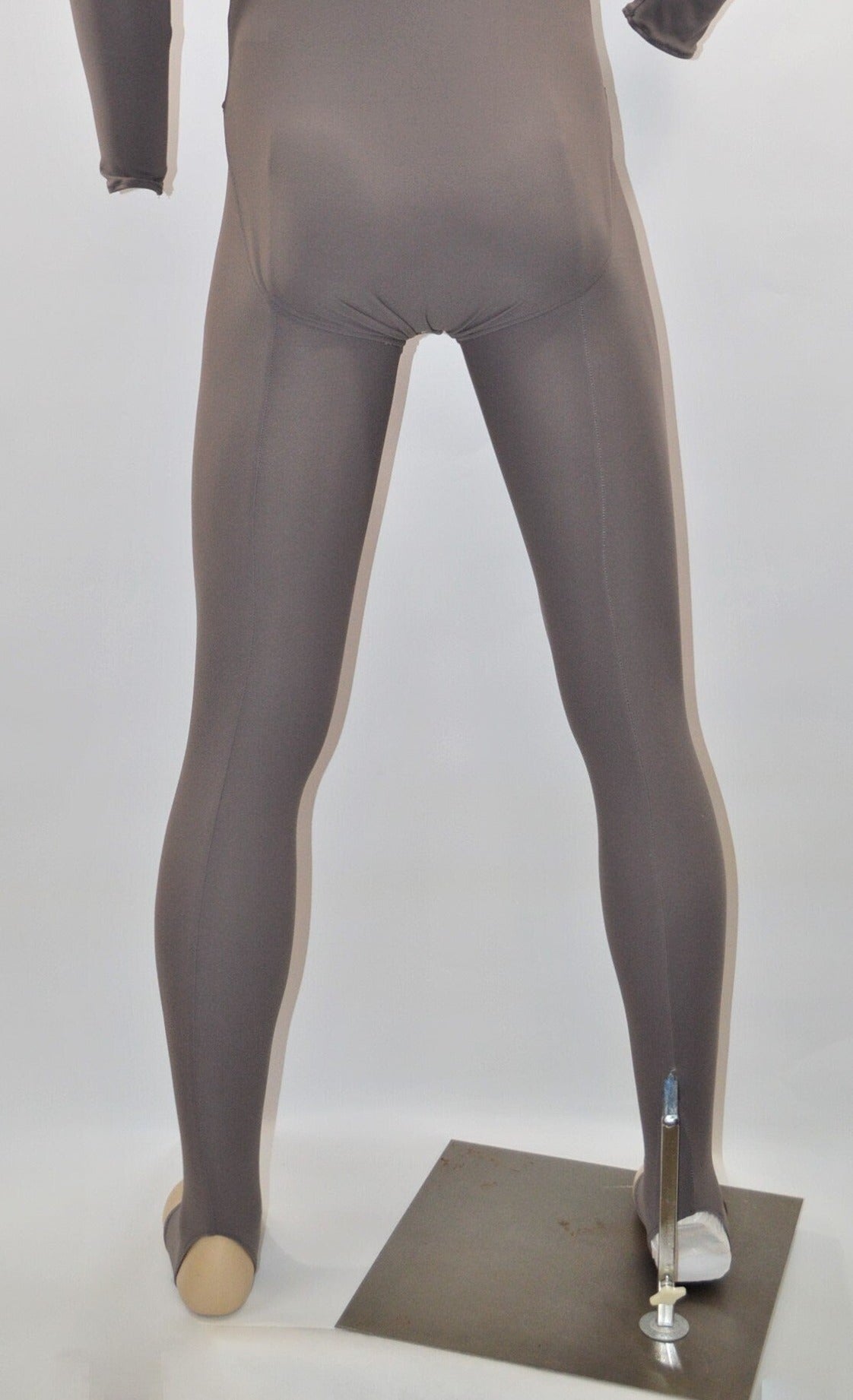 Superhero Tights in WS2 Bat Gray with stirrup foot and seams up the back