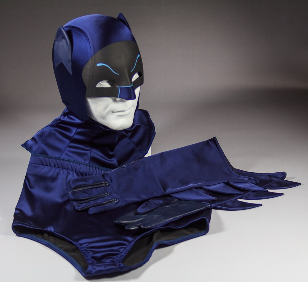 Caped Crime Fighter Blue heavy to mid weight Stretch Satin fabric yardage
