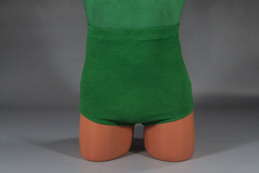 Green Retro High Waisted Wonder Boy superhero knit unisex shorts trunks